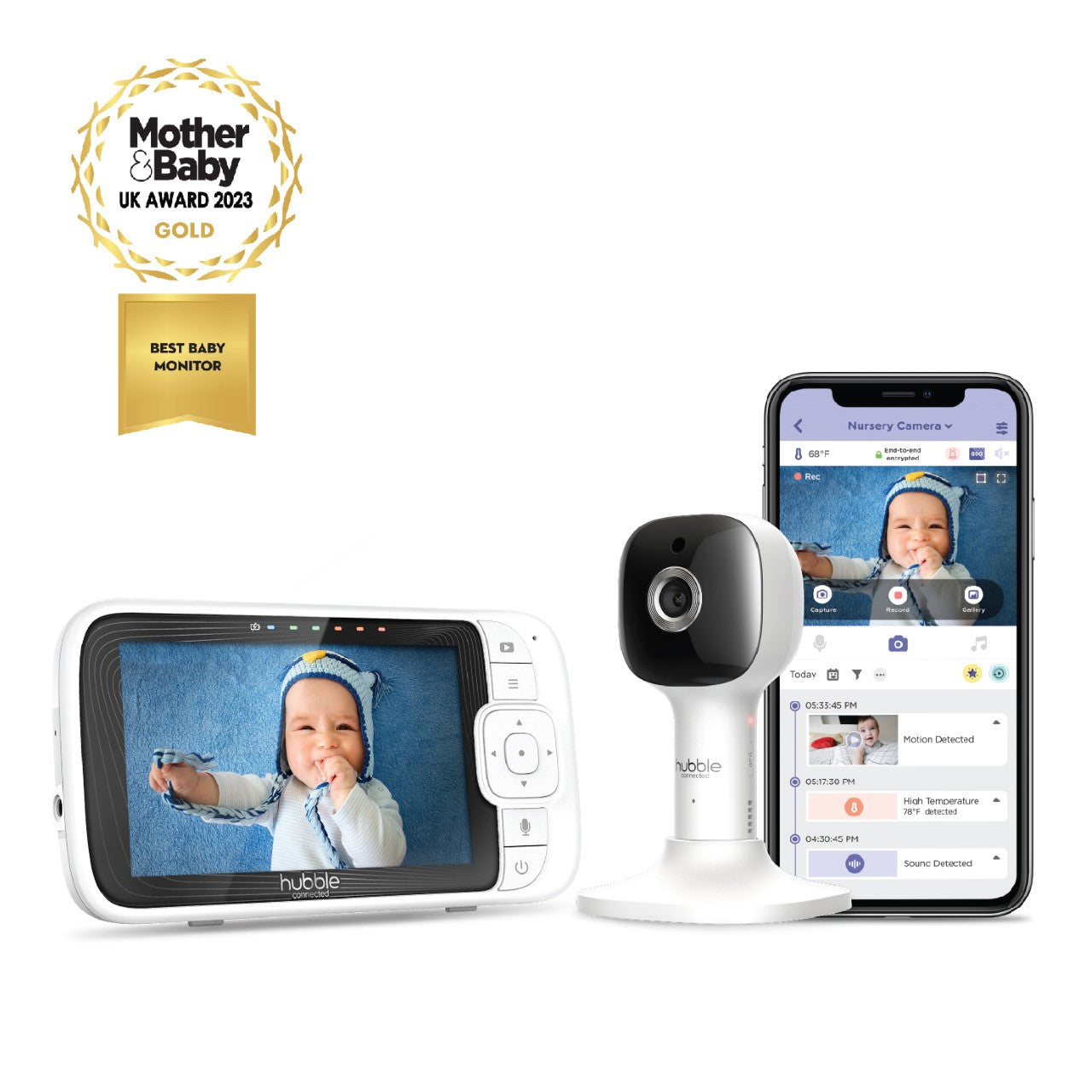 Babyphone 5 1080P Écran Couleur Babyphone Vidéo,Babyphone Caméra avec  Détection de Son et Température,Vision Nocturne, Conversation Audio